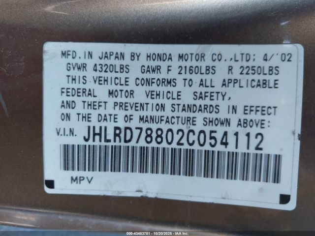 2002 HONDA CR-V JHLRD78802C054112 Photo 8