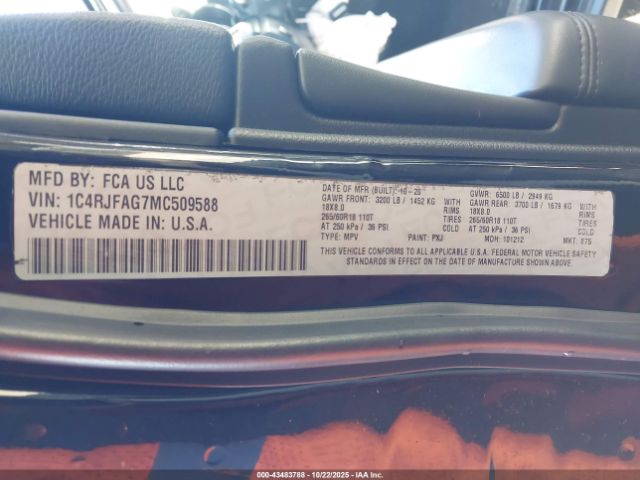 2021 JEEP GRAND CHEROKEE 1C4RJFAG7MC509588 Photo 8