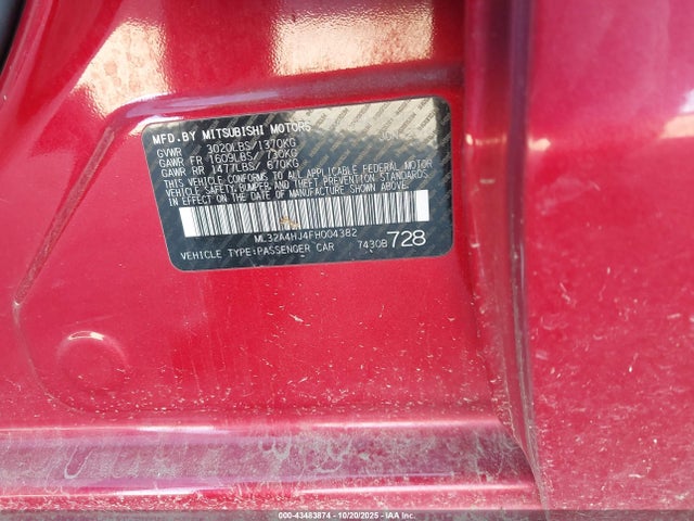 2015 MITSUBISHI MIRAGE ML32A4HJ4FH004382 Photo 8