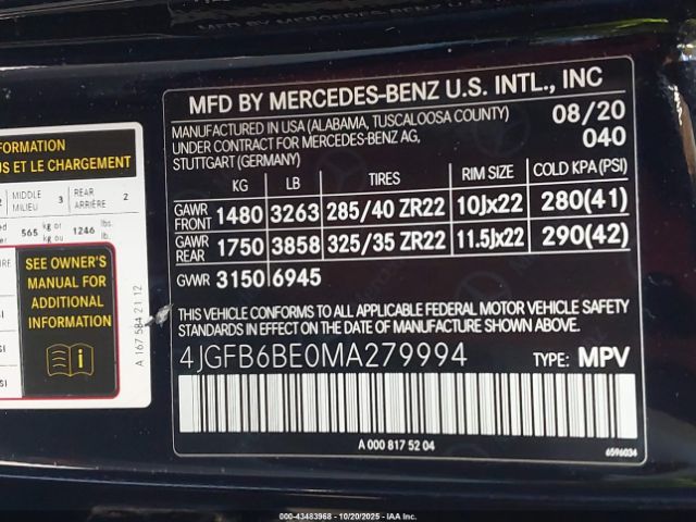 2021 MERCEDES-BENZ AMG GLE 53 4JGFB6BE0MA279994 Photo 8