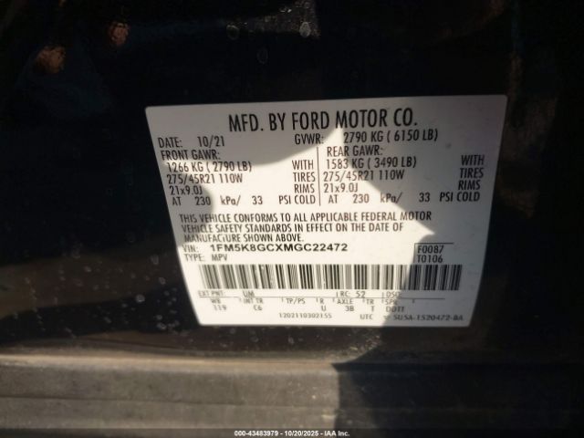 2021 FORD EXPLORER 1FM5K8GCXMGC22472 Photo 8