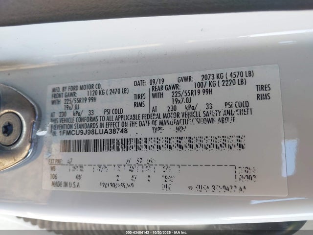 2020 FORD ESCAPE 1FMCU9J98LUA38748 Photo 8