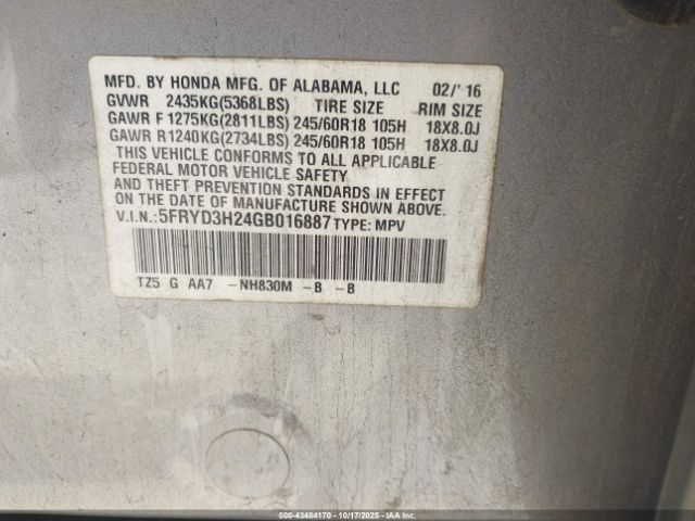 2016 ACURA MDX 5FRYD3H24GB016887 Photo 8