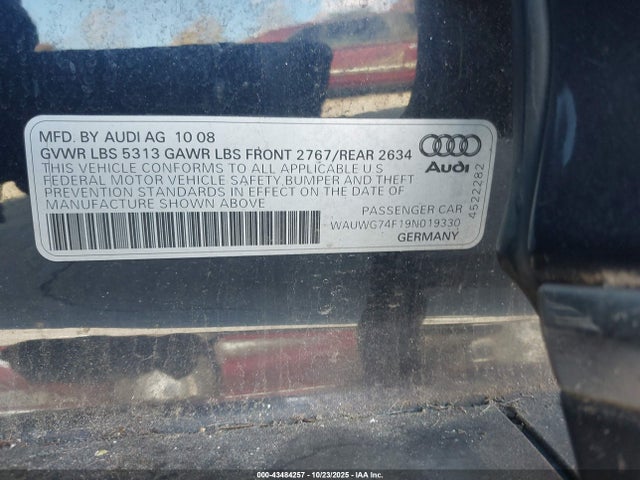 2009 AUDI A6 WAUWG74F19N019330 Photo 8