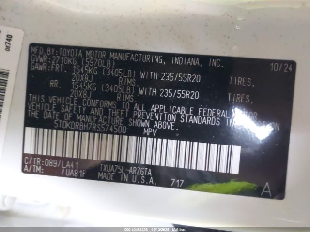 2024 TOYOTA HIGHLANDER 5TDKDRBH7RS574500 Photo 8