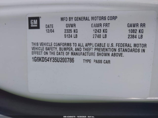 2005 CADILLAC DEVILLE 1G6KD54Y35U200786 Photo 8