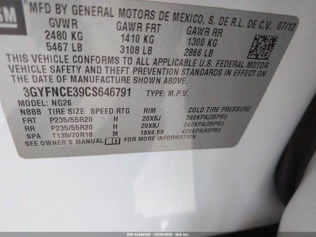 2012 CADILLAC SRX 3GYFNCE39CS646791 Photo 8