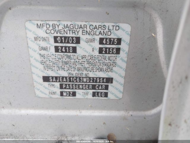 2003 JAGUAR X-TYPE SAJEA51C63WD27954 Photo 8