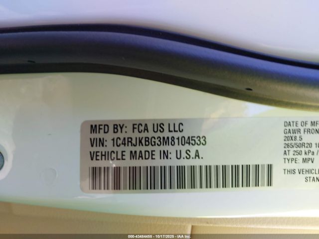 2021 JEEP GRAND CHEROKEE L 1C4RJKBG3M8104533 Photo 8