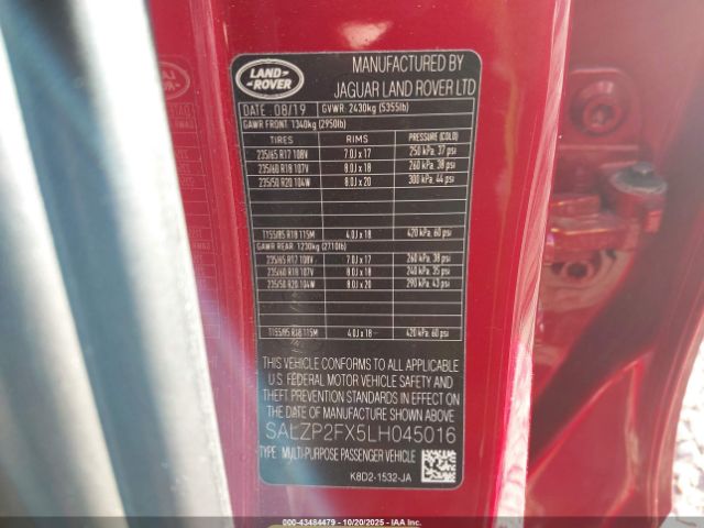 2020 LAND ROVER RANGE ROVER EVOQUE SALZP2FX5LH045016 Photo 8