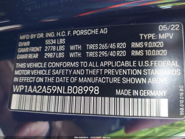2022 PORSCHE MACAN WP1AA2A59NLB08998 Photo 8