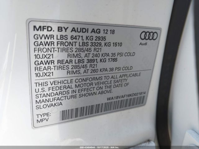 2019 AUDI Q8 WA1BVAF16KD021814 Photo 8