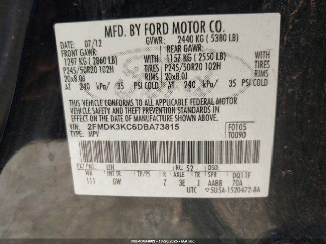 2013 FORD EDGE 2FMDK3KC6DBA73815 Photo 8