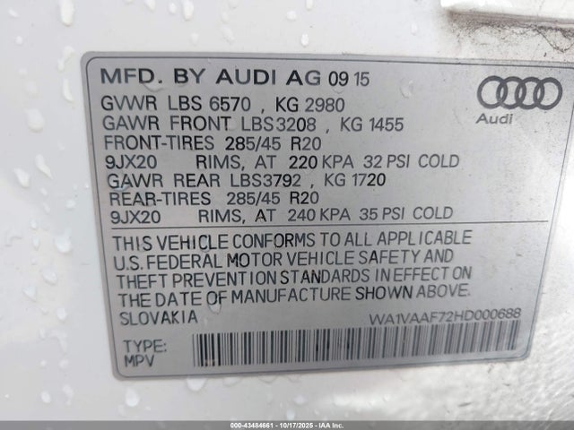 2017 AUDI Q7 WA1VAAF72HD000688 Photo 8