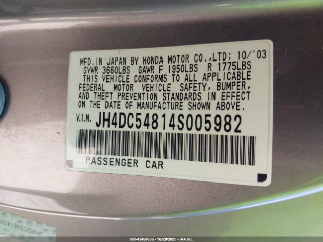 2004 ACURA RSX JH4DC54814S005982 Photo 8