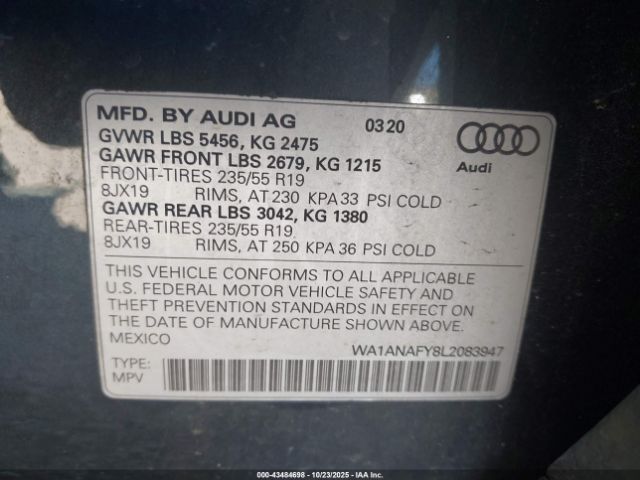 2020 AUDI Q5 WA1ANAFY8L2083947 Photo 8