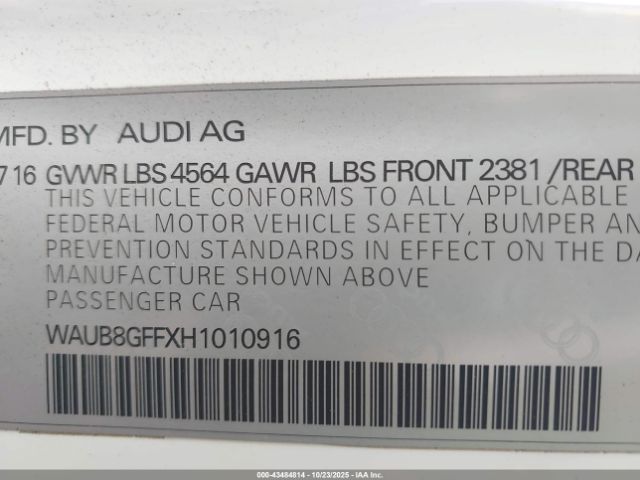 2017 AUDI A3 WAUB8GFFXH1010916 Photo 8