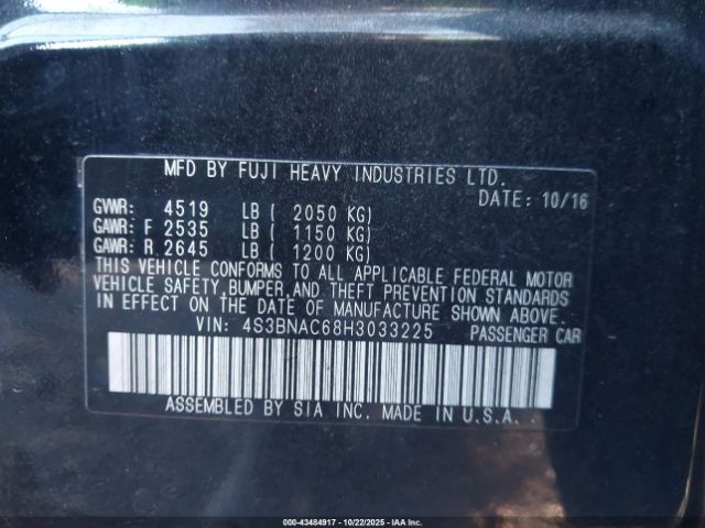 2017 SUBARU LEGACY 4S3BNAC68H3033225 Photo 8