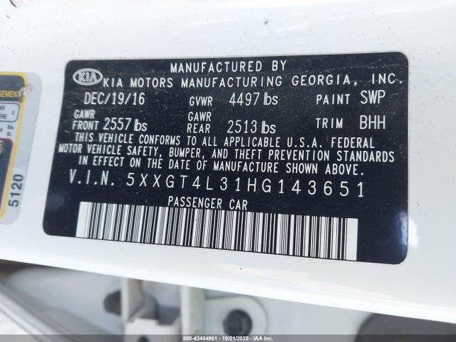 KIA Optima Lx 2017 5XXGT4L31HG143651 Image 9