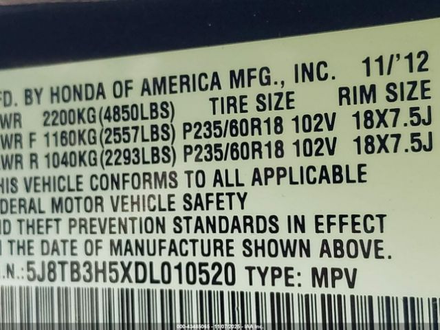 2013 ACURA RDX 5J8TB3H5XDL010520 Photo 8