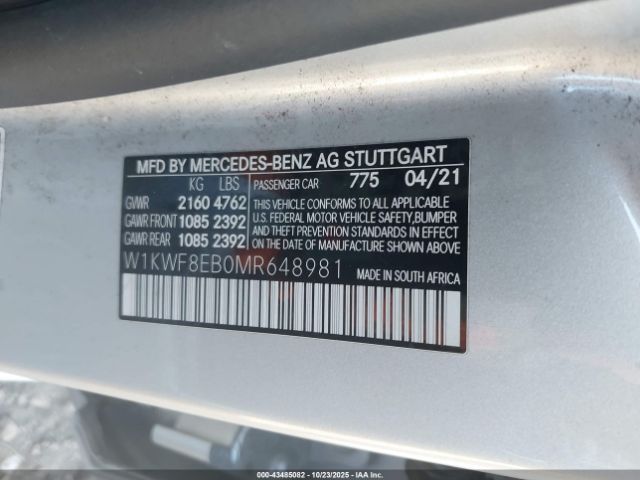 2021 MERCEDES-BENZ C 300 W1KWF8EB0MR648981 Photo 8