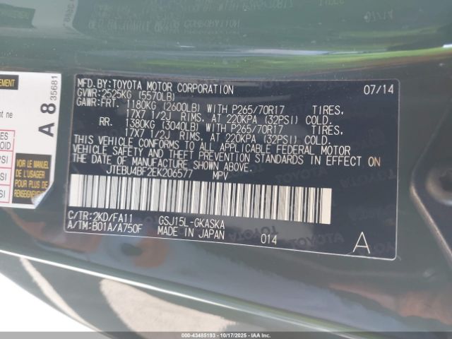 2014 TOYOTA FJ CRUISER JTEBU4BF2EK206577 Photo 8