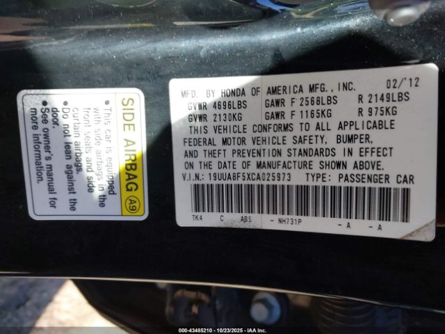 2012 ACURA TL 19UUA8F5XCA025973 Photo 8