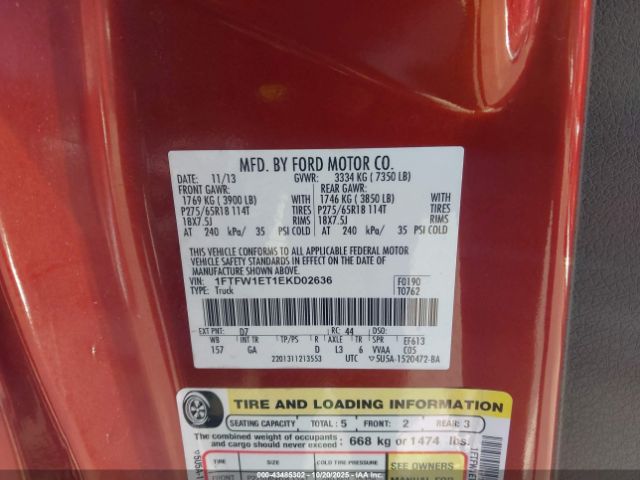 2014 FORD F-150 1FTFW1ET1EKD02636 Photo 8