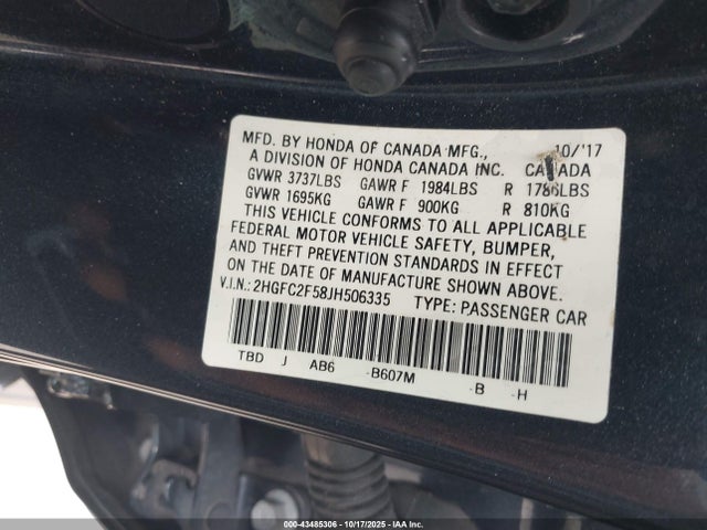Honda Civic Lx 2018 2HGFC2F58JH506335 Image 9