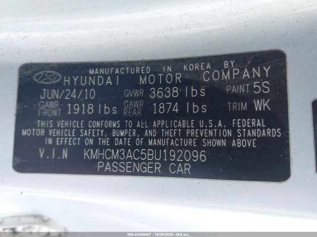 2011 HYUNDAI ACCENT KMHCM3AC5BU192096 Photo 8