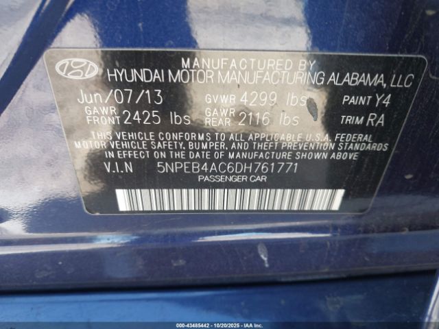2013 HYUNDAI SONATA 5NPEB4AC6DH761771 Photo 8