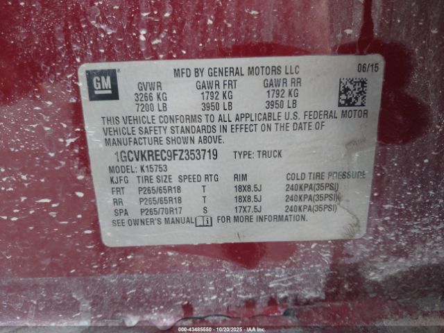 2015 CHEVROLET SILVERADO 1500 1GCVKREC9FZ353719 Photo 8