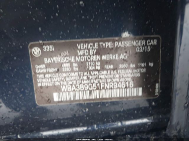2015 BMW 335I WBA3B9G51FNR94616 Photo 8
