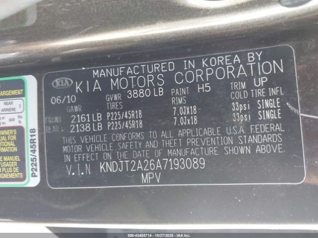 2010 KIA SOUL KNDJT2A26A7193089 Photo 8