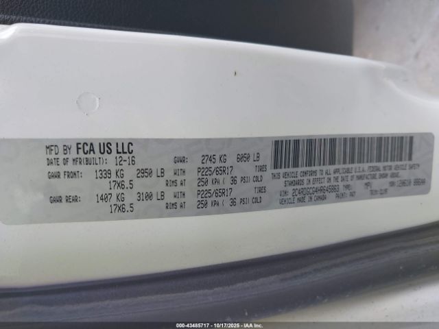 2017 DODGE GRAND CARAVAN 2C4RDGCG4HR645863 Photo 8