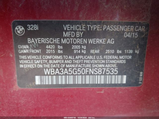 2015 BMW 328I WBA3A5G50FNS87535 Photo 8
