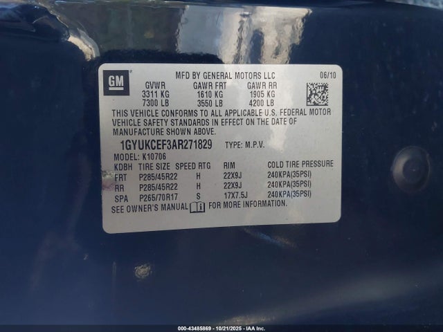 2010 CADILLAC ESCALADE 1GYUKCEF3AR271829 Photo 8