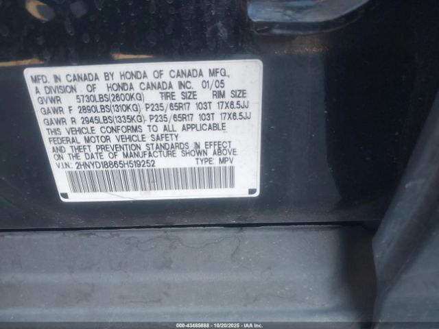 2005 ACURA MDX 2HNYD18865H519252 Photo 8