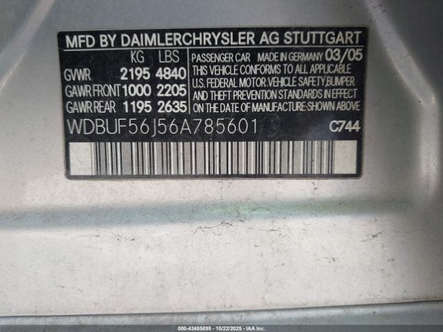 2006 MERCEDES-BENZ E 350 WDBUF56J56A785601 Photo 8