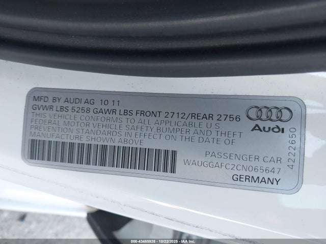 2012 AUDI A6 WAUGGAFC2CN065647 Photo 8