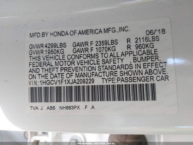 1HGCV1F1XJA209229 Honda ACCORD LX