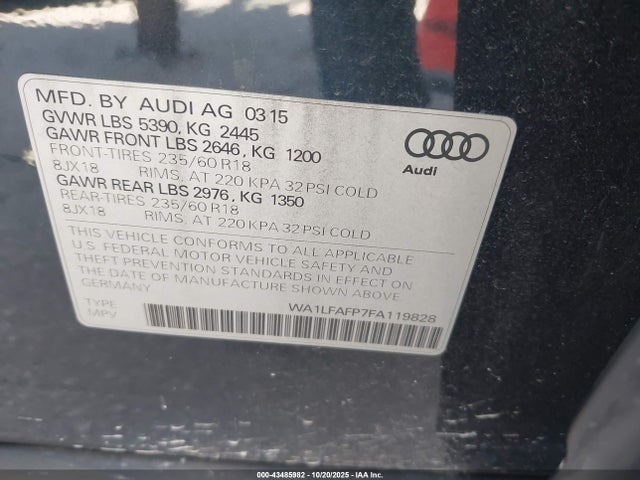 2015 AUDI Q5 WA1LFAFP7FA119828 Photo 8