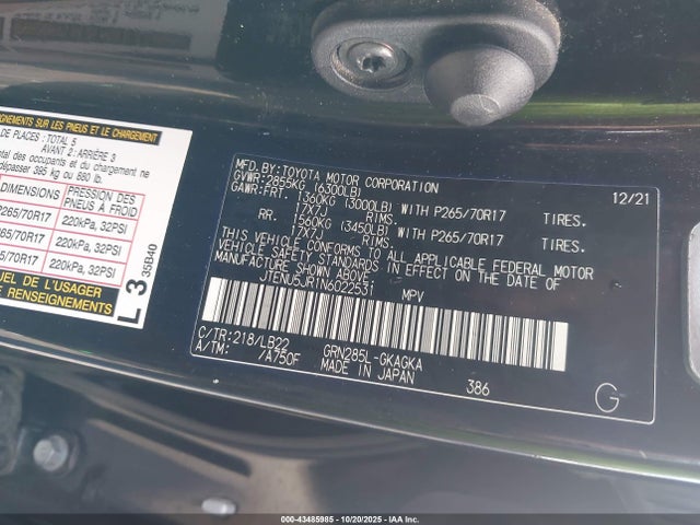 JTENU5JR1N6022531 Toyota 4runner Sr5 Premium