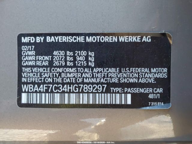 2017 BMW 430I GRAN COUPE WBA4F7C34HG789297 Photo 8
