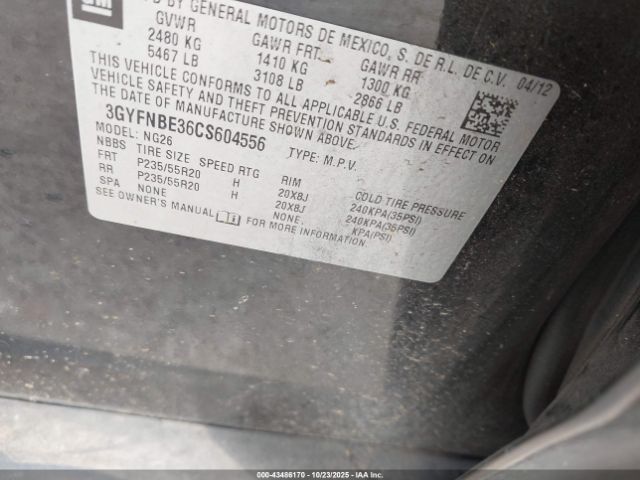 2012 CADILLAC SRX 3GYFNBE36CS604556 Photo 8