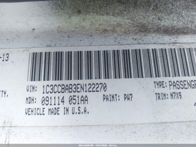 43486199 :رقم المزاد ، 1C3CCBAB3EN122270 vin ، 2014 Chrysler 200 Lx مزاد بيع