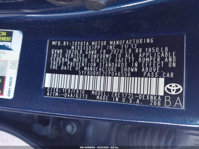 Toyota Corolla Le/le Plus/le Premium 2014 5YFBURHE2EP046556 Image 9