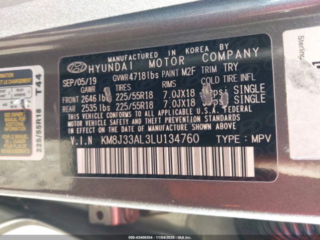 2020 HYUNDAI TUCSON KM8J33AL3LU134760 Photo 8