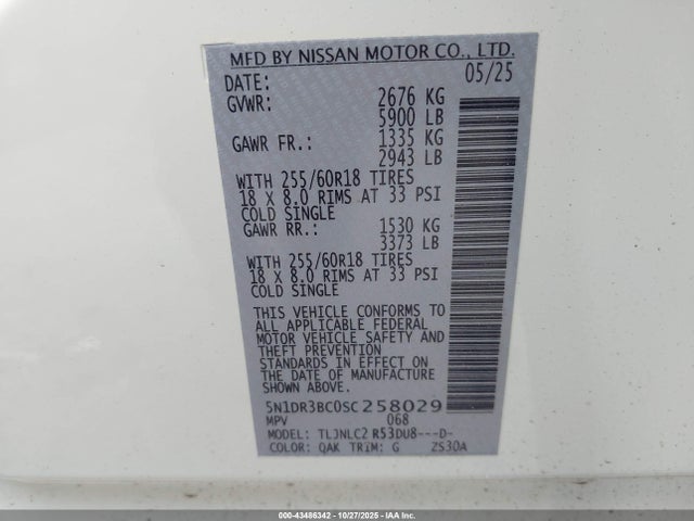 Nissan Pathfinder Sv 4wd 2025 5N1DR3BC0SC258029 Image 9