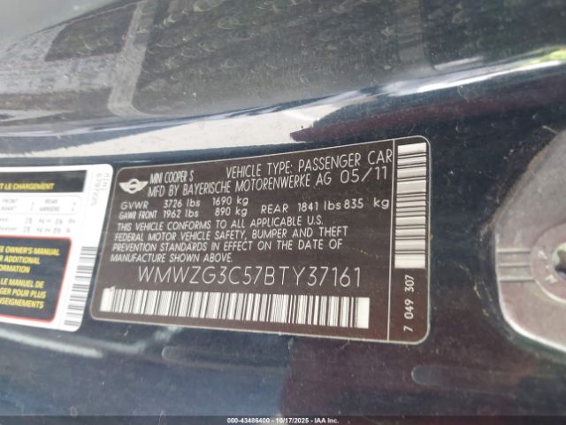 2011 MINI COOPER S CLUBMAN WMWZG3C57BTY37161 Photo 8